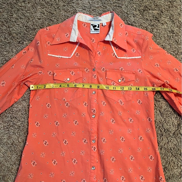 ROCKIES x Vintage Coral Bandana Print Pearl Snap Western Shirt Sz S Like New - Picture 11 of 12